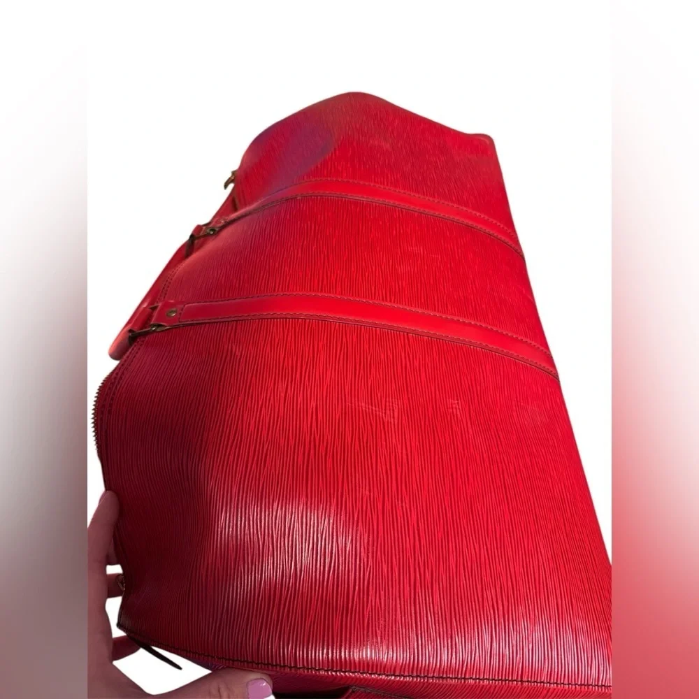 Louis Vuitton vintage red epi leather keepall 55